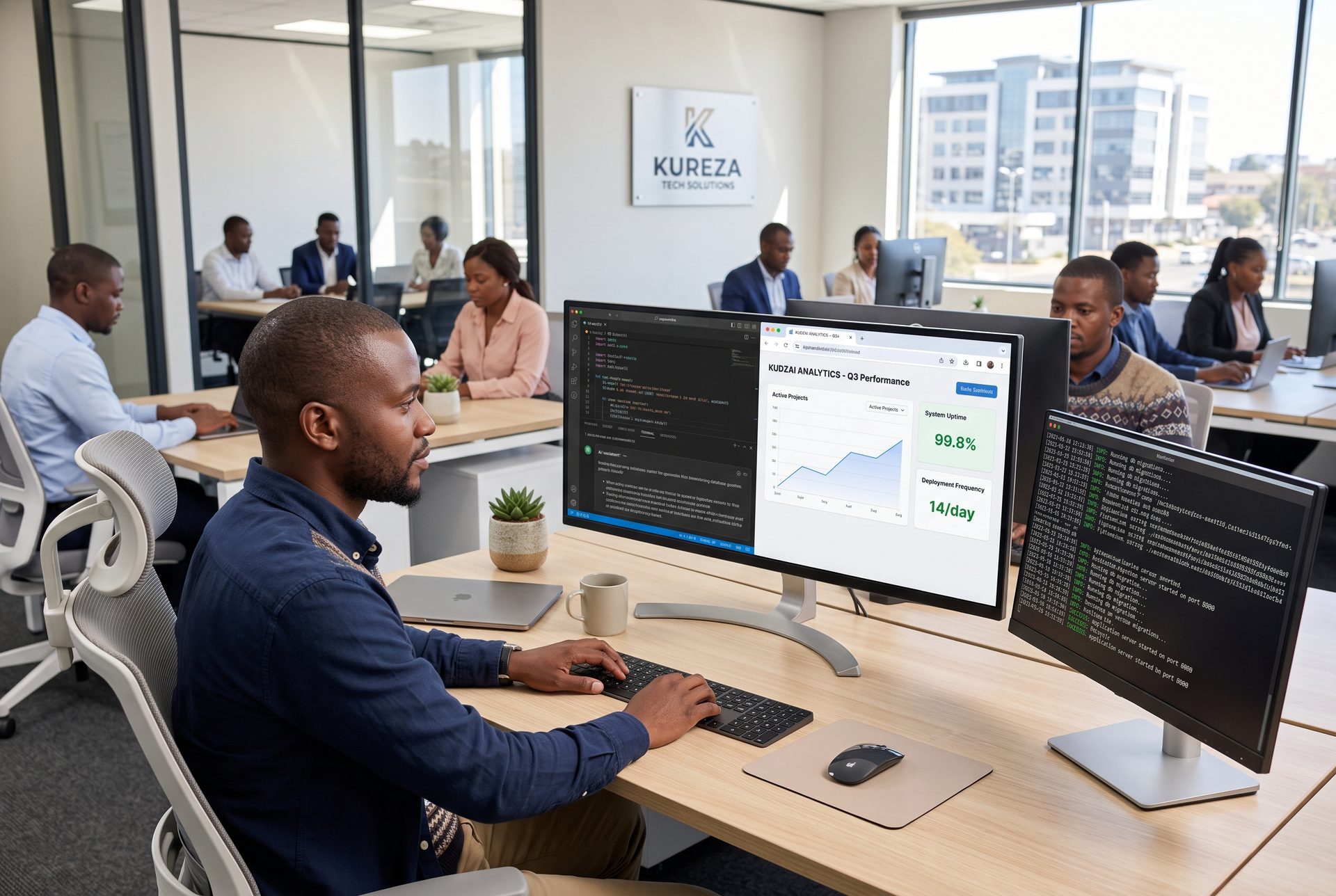 A working setup in a Harare office