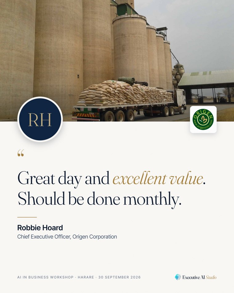 “Great day and excellent value. Should be done monthly.” Robbie Hoard, Chief Executive Officer, Origen Corporation